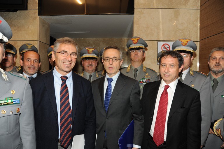 L'assessore regionale Rabboni, il ministro Catania e il capo del CFS Patrone
