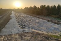 Samoggia, cassa di espansione delle Budrie: panoramica dello sfioratore dopo la riparazione